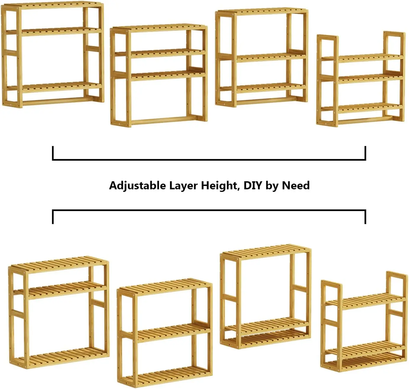 Wholesale Wall Mounting Bamboo 3-Tier Bathroom Storage Shelf Adjustable Bamboo Organizer Rack for Bathroom
