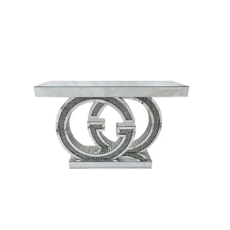 
entrance diamond silver solid wood entry hallway mirrored console table with mirror 