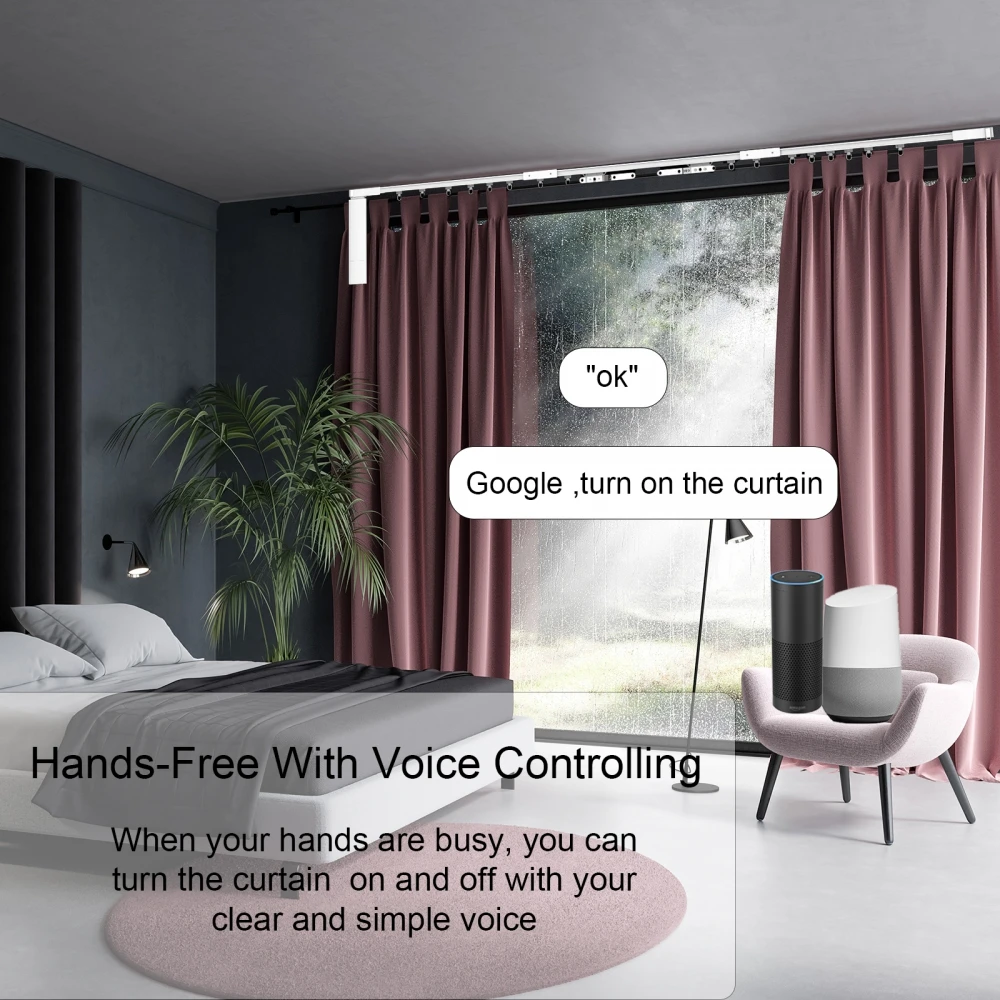 HONEYGUARD HSW007 Electric Smart Intelligent Remote Control Curtain Motor WIFI TUYA 100-240V Motor for Alexa Google Home Smart