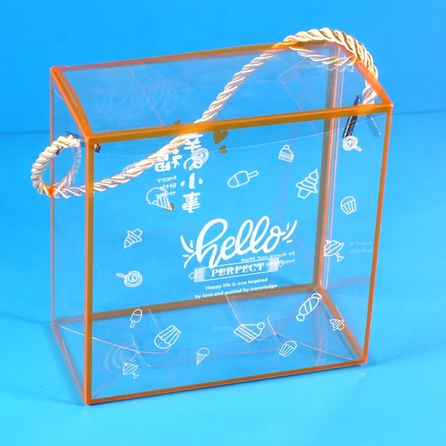 Wholesale Factory Price Luxury Customize Style PET PP clear Food Gift Plastic Packaging Box With Rope