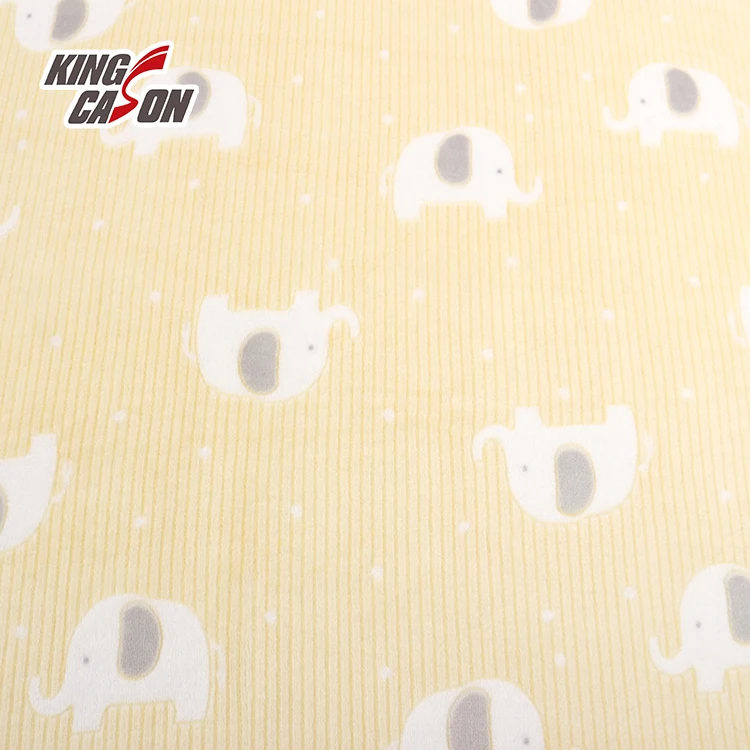 KINGCASON Fabric Supplier 100% Polyester Fashion Design Elephant Pattern Print Flannel Fleece Fabric For Garment and Blanket