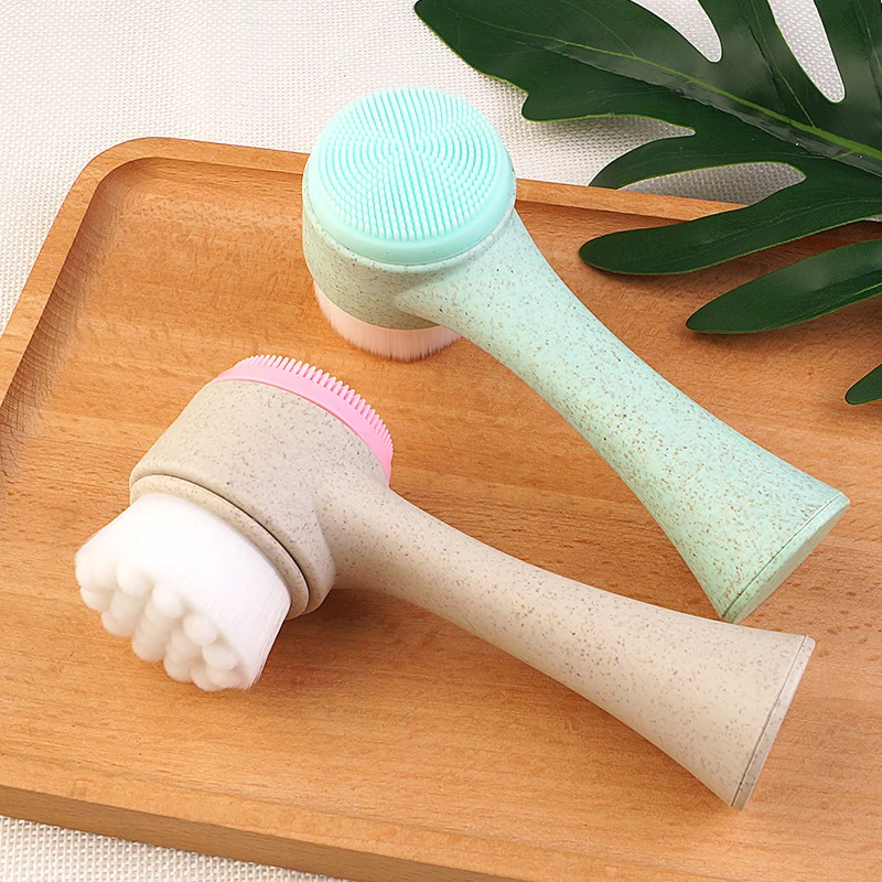
Eco Friendly Biodegradable Korean Facial Cleansing Brush With Silicone Massage Brushes For Deep Cleaning 