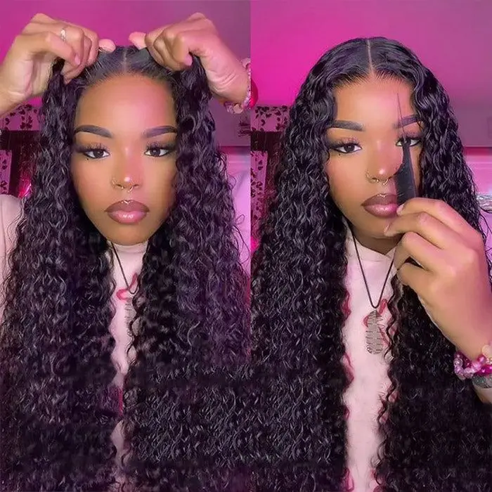 Deep Curly Human Hair Ready To Wear Wigs Water Wave 4x4 5x5 Lace Closure Wig Wear And Go Glueless Wigs Human Hair Lace Front