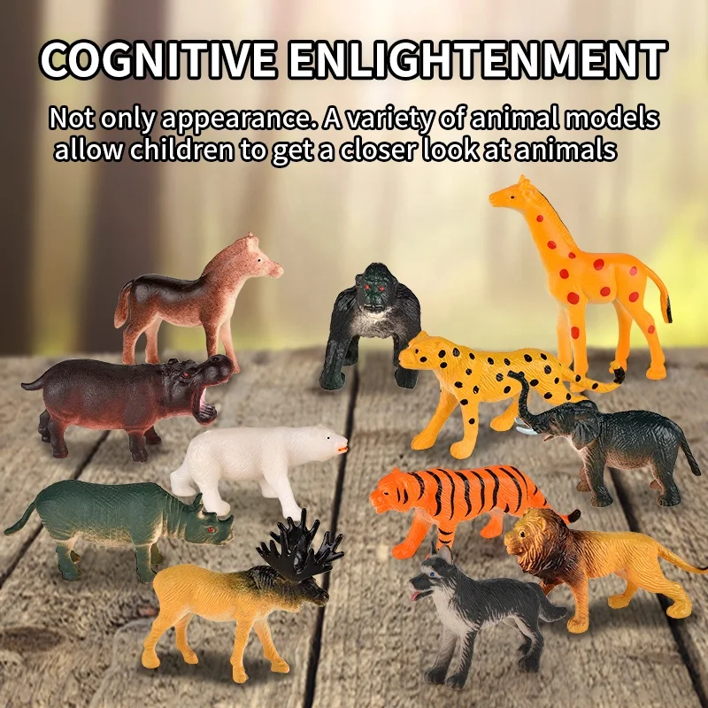 20-Piece Plastic Animal Toy Set Inculding Eight Big Aniamls 24 Small Animal Toys And Four Trees