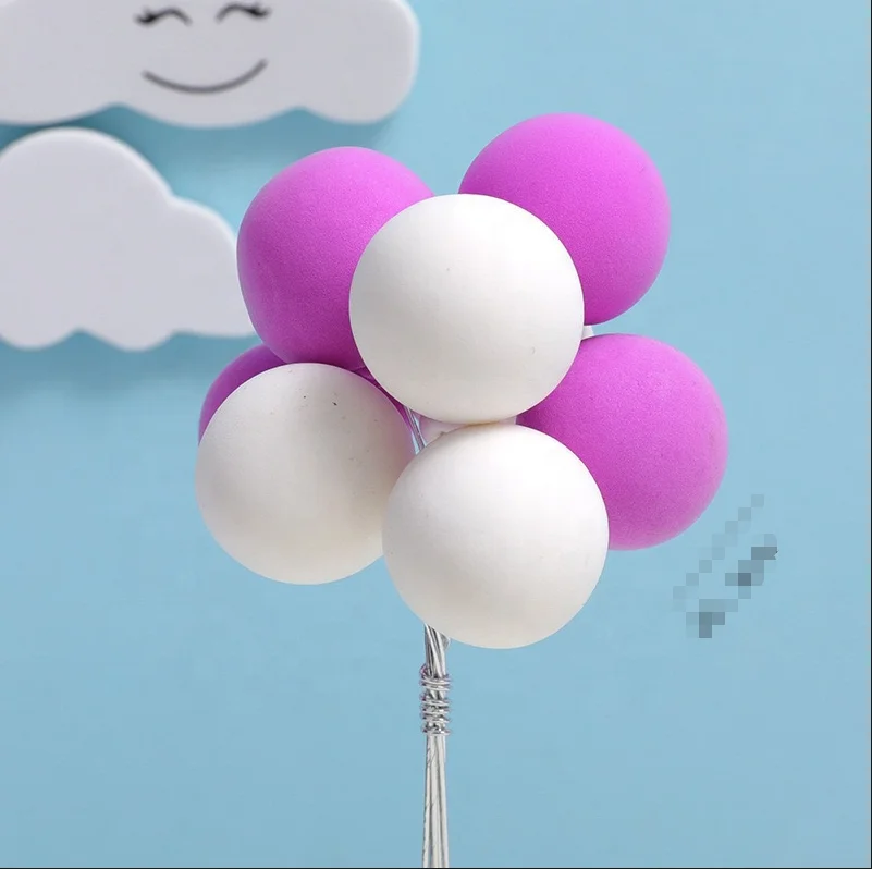 Mini Balloon Cake Toppers Colorful Cake Topper Round Clay Balls Cupcake Toppers for Kids Birthday Baby Shower