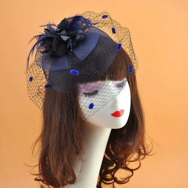 Bridal Wedding Simple Headwear Women Flower Feather Mesh Clip Hair Accessories Tea Party Dinner Church Lady Top Hats