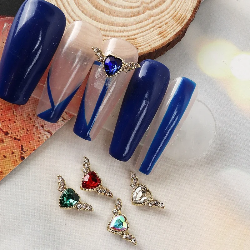 kawaii cute Colorful Diamonds Love Bat Love Wings Candy heart 3d  DIY Nail Art Charm Jewelry Decoration Accessories