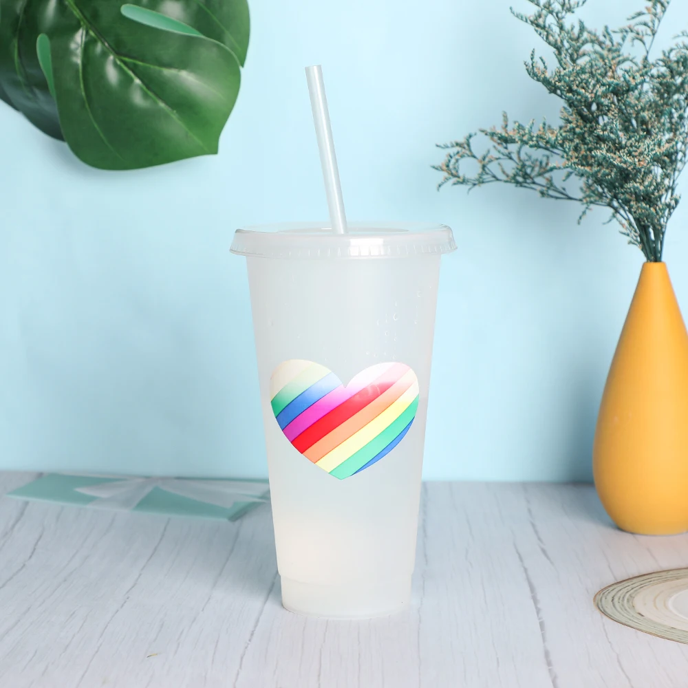 24oz изменение цвета кружка с сублимационной печатью оптовый заказ многоразовый пластиковый стакан
