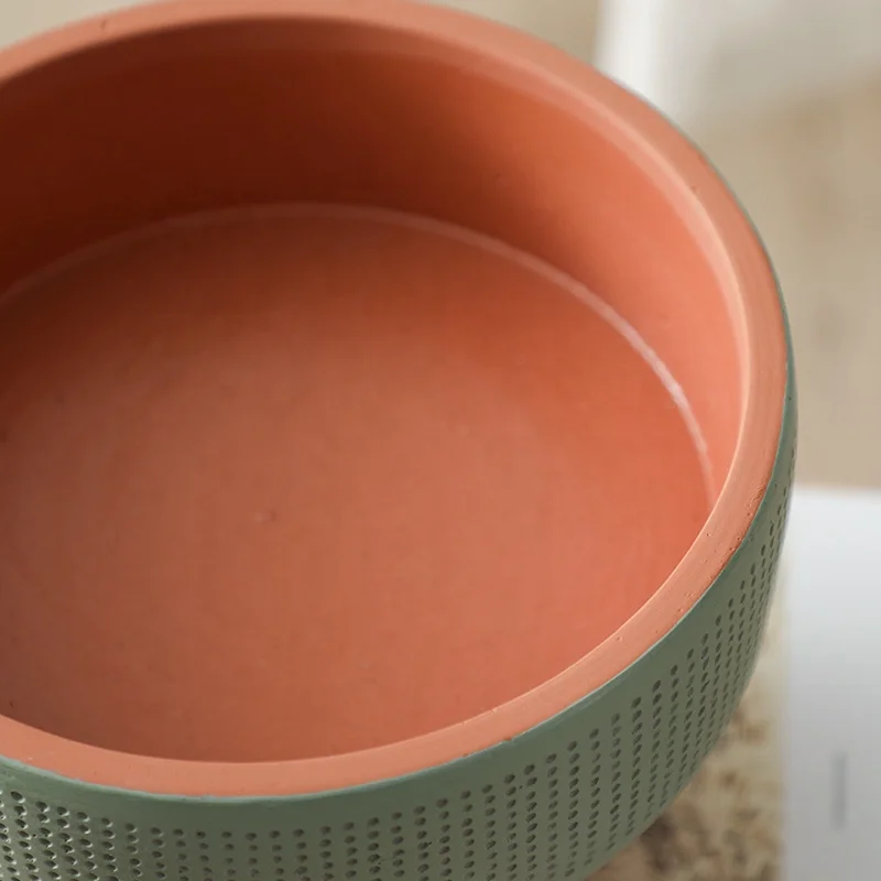 Modern Simple Art Decorative Cement Fruit Bowls Houseware High Foot Collision Color Dry Fruit Bowl Interior Decoration Items