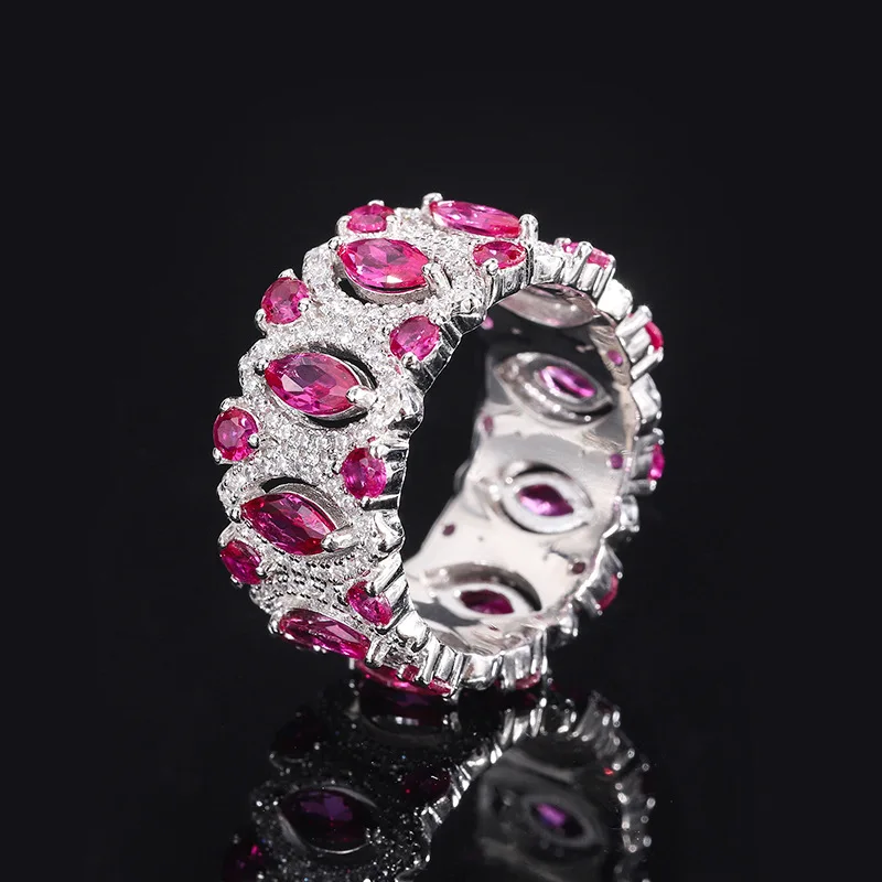 Factory Wholesale 925 Silver Ruby Red Gemstones Rings For Women Jewelry