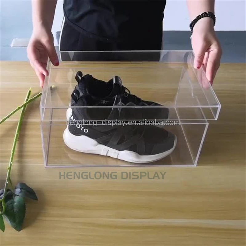 Hot selling cases transparent sneaker shoe acrylic shoes display box for wholesales