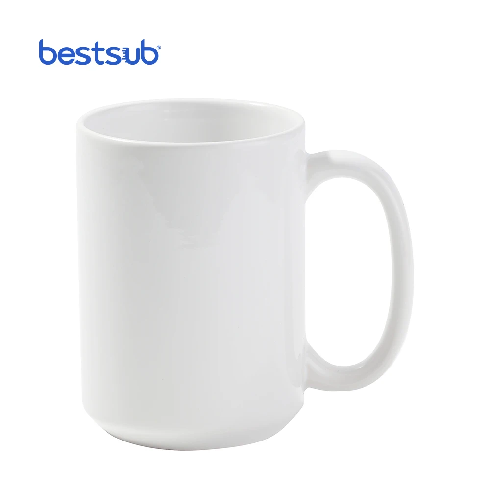 BestSub JS Coatings Sublimation Blanks Wholesale Supplier 15oz White Coated Porcelain Custom Sublimation Ceramic Coffee Mugs