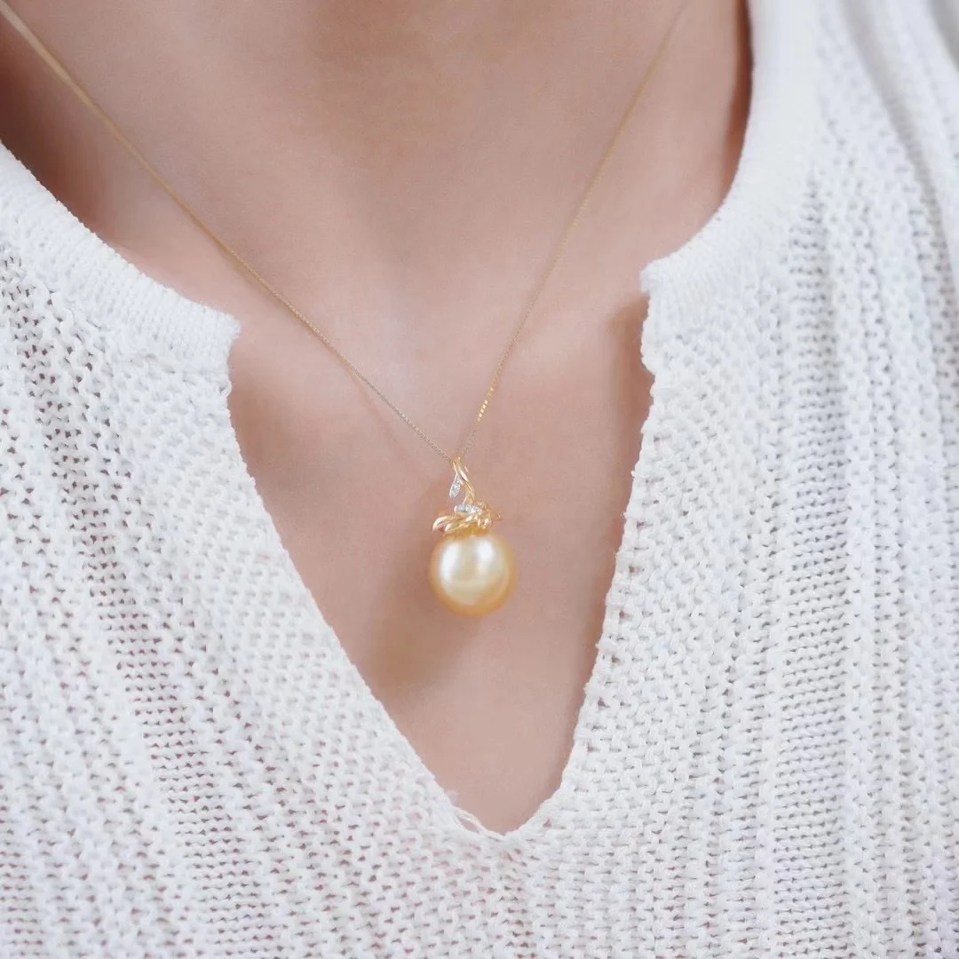 P5015 12-13mm sterling silver 18k gold plated Freshwater pearl beads pendant accessory DIY mountings Wedding Jewelry wholesale