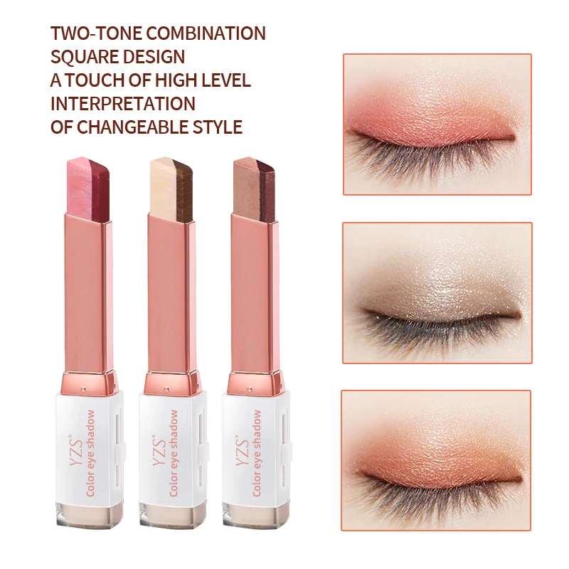 OEM Waterproof Double Colors Eyeshadow Sticks Matte Glitter Shimmer Velvet Gradient Eye Shadow Stick for Girl