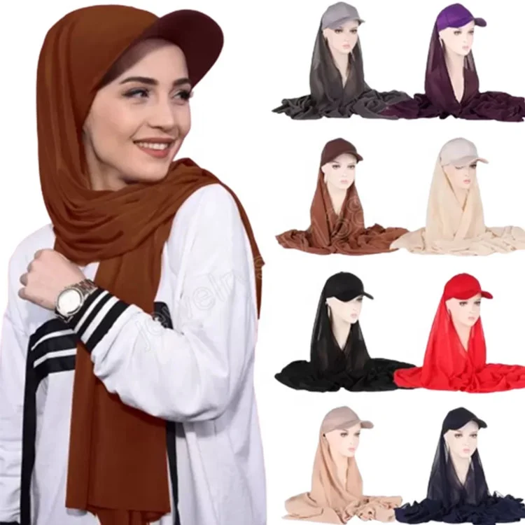 In stock hijab supplier under scarf instant inner hijab caps muslim underscarf women chiffon hijab with baseball cap