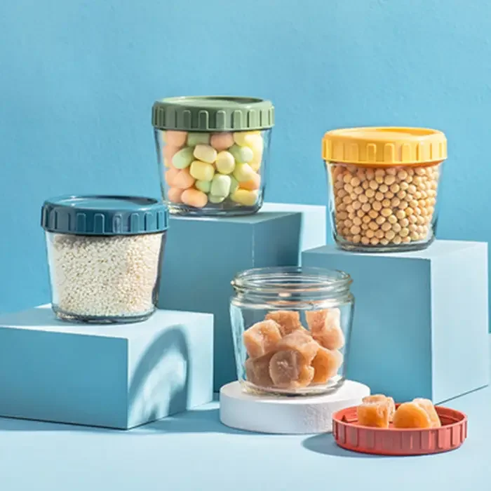 4oz wide mouth mason jar glass food for jam jelly 120ml clear food storage container glass with colorful plastic lid