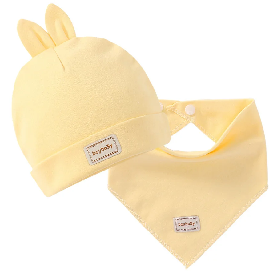 Baby hat wholesale newborn baby cotton fetal cap infant rabbit hat baby hat combo set bandana