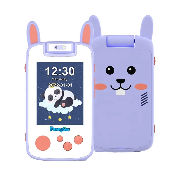 CT-P13B Kids Toy Mobile Smart Cell Phone for Kids and Small Children Camera Phone Toys with Cute Rabbit Ears