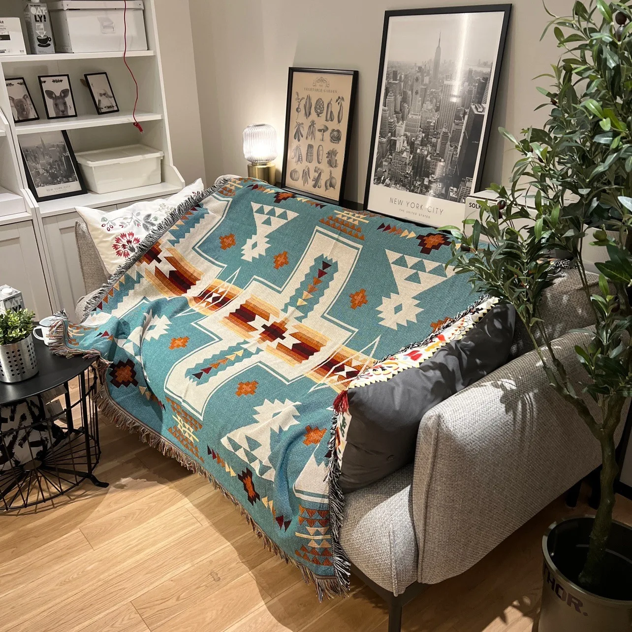 Bohemian Geometric Design Custom Wall Tapestry Camping Blanket Totem Woven Tapestry