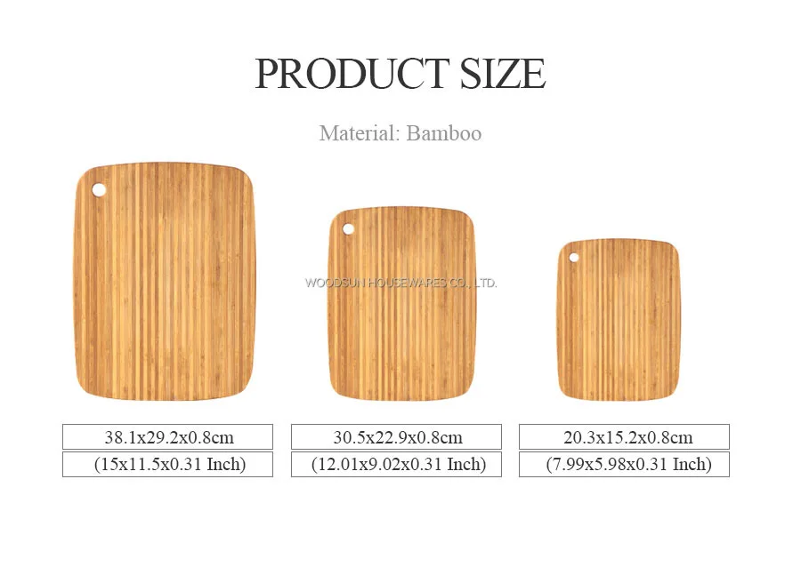 Woodsun Vertical Stripes Design Cutting Board Set Bamboo Chopping Board Bamboo