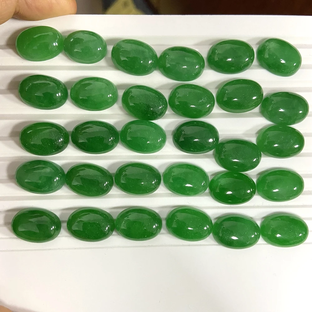 
HQ GEMS Natural Green Myanmar Jadeite Loose Gemstone Flatback Cabochon Beads Burmese Jade Stone Price 