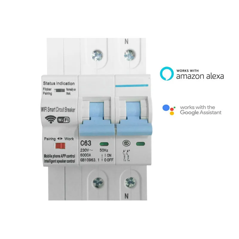 tuya wifi wireless smart remote control single phase electrical main vacuum air circuit breaker adjustable 25 40 63 80 100 amp