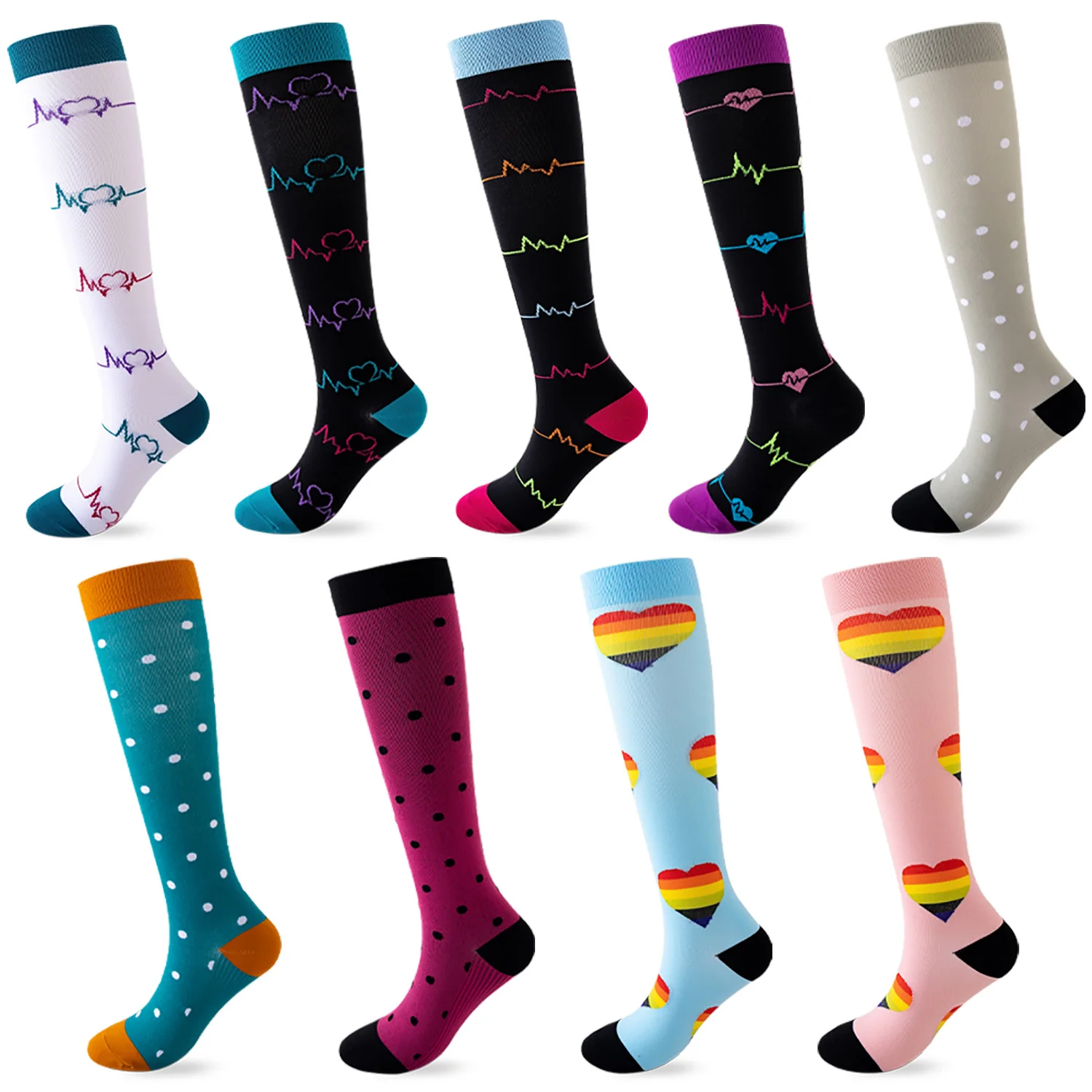 Mens and womens elastic Cross border long tube sports pressure fitness running cycling calf length wholesale socks