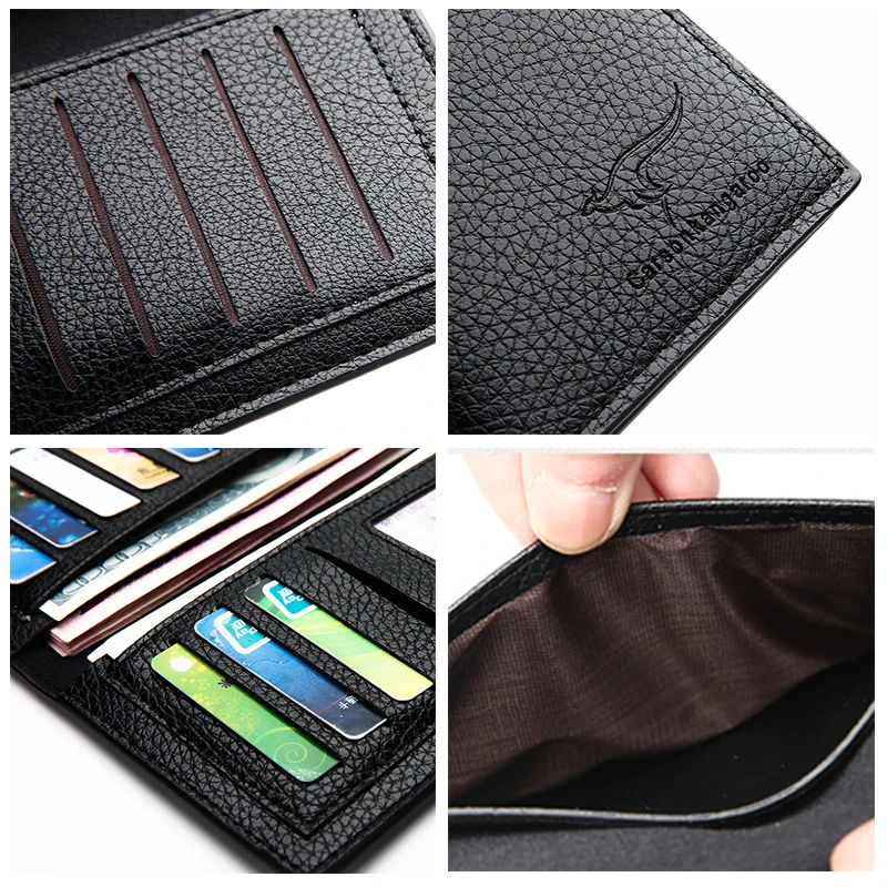 Slim Minimalist Long Soft Embossed Waterproof Portable PU Leather Blocking Card Holder Purse Men Wallet