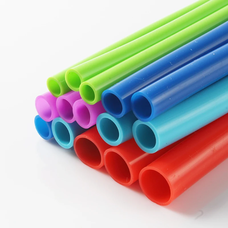 Custom Size Bpa Free Red Colourful Durable Reusable Silicone Drinking Juice Coffee Straws For Water Feeding Bottles