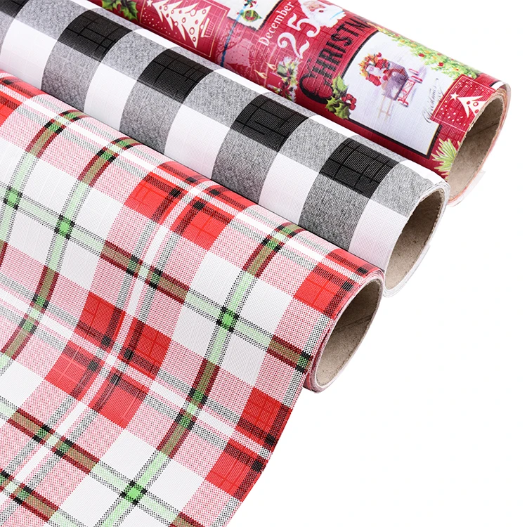 
Vintage Plaid Craft Paper Wrapping Paper Gift Present Tree Santa Wrap Decorative Xmas Party Roll Wrapping Paper Papel De Parede 
