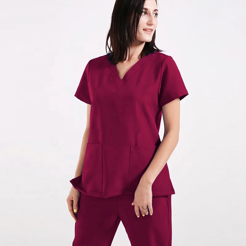 Women healthcare polyester rayon spandex vendors medical scrubs 4 way stretch scrubs uniforms sets nursing scrubs