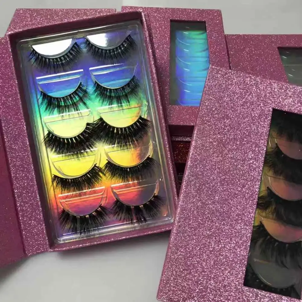 best quality 5pairs lashes boxes quality eyelash extension eyelash glitter cases 25mm lashes lash beauty eyelash extension