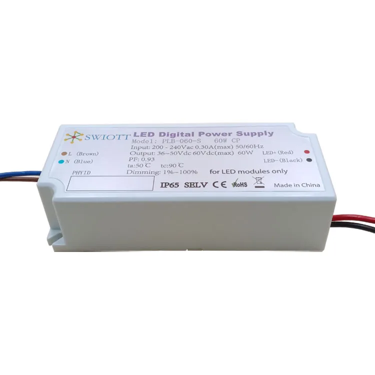 PLB060S Dual channels outputs control remotely realtime STM32 MCU 33dBm 50/60Hz smart LED power supply