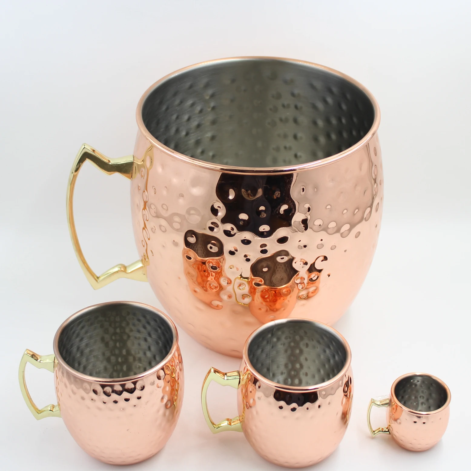 Custom Ice Bucket Luxury Stainless Steel Bucket Copper 5L Large Hammered Moscow Mule Cooler Ice Bucket with Handle 1pc/white Box