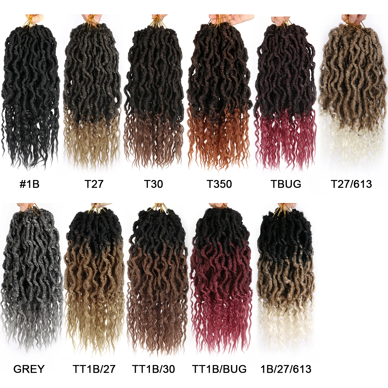 wholesale Goddess Faux Locs Hair Extension 16 inch 24 roots Curly Bohemian Queen Locs for Women Crochet Hair