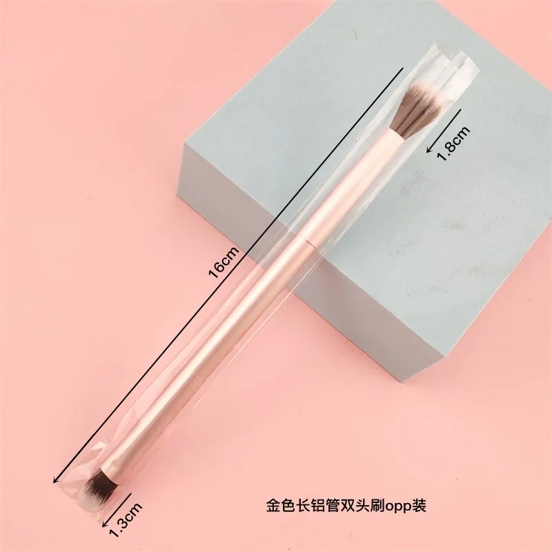 2024 Hot Multi-function Double Tail Eyeshadow Makeup Brush Custom Logo Champagne Gold Eyeshadow Makeup Brush