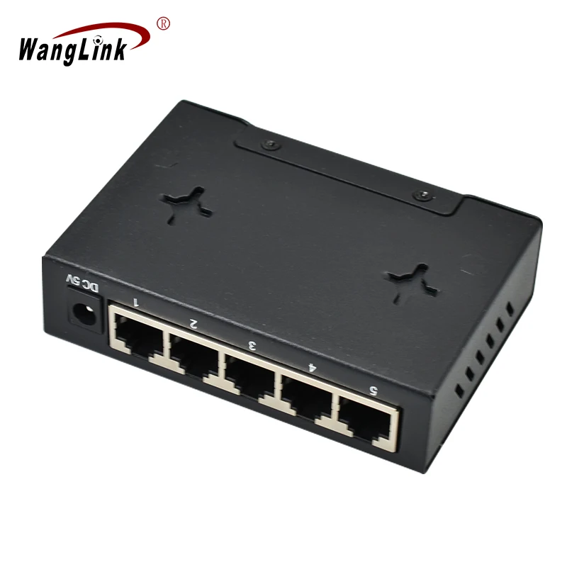 Wanglink Hotsale Unmanaged Hub network switch Gigabit trillion 5 Port Ethernet steel shell case Switch with Metal Housing