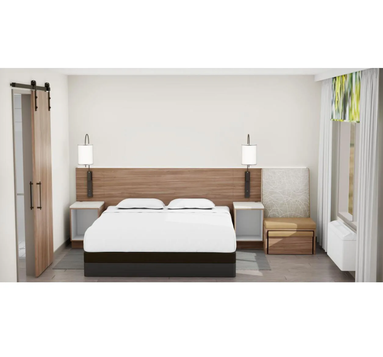 GRT6230 Wyndham Garden Hotel Furniture Modern Wooden Beds Cheap Furniture Hotel King Bedroom Sets