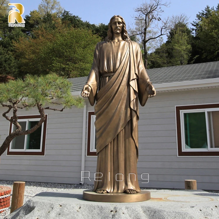 Merciful Golden Bronze Savred Heart Jesus Statue Sculpture for Sale