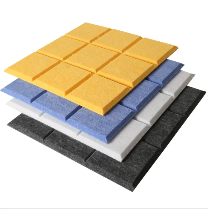 DIY Grids self adhesive polyester felt fiber acoustic sound proof wall panels