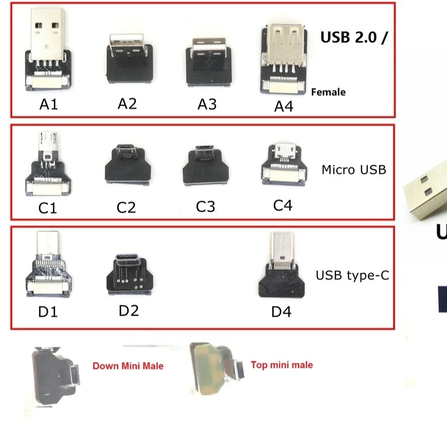 
Ultra flat thin fpv Angle Mini USB flexible fpc ribbon Cable 