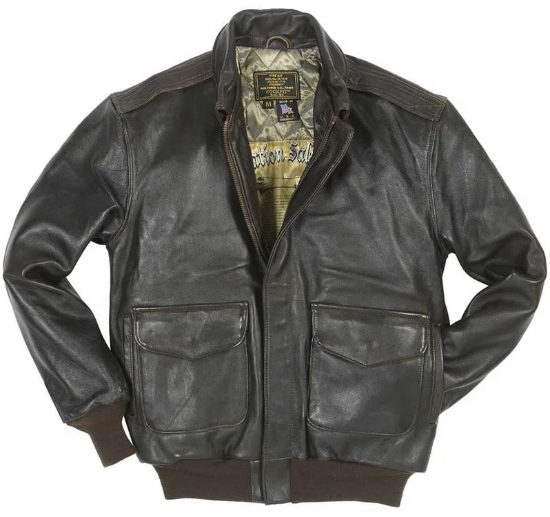 Antique design custom comfortable fashion winter keep warm mens leather pilot bomber jacket