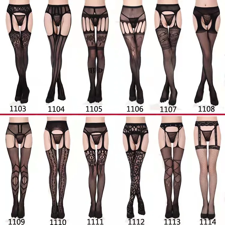 Wholesale High Quality Tights Women Sexy Fashion Standard OEM ODM Print Knitted Crotchless Pantyhose Fishnet Stockings