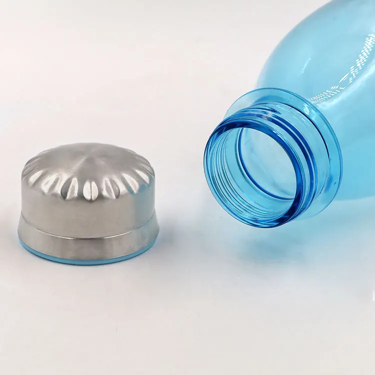 Real Bpa free pet plastic waterbottle with stainless steel cap