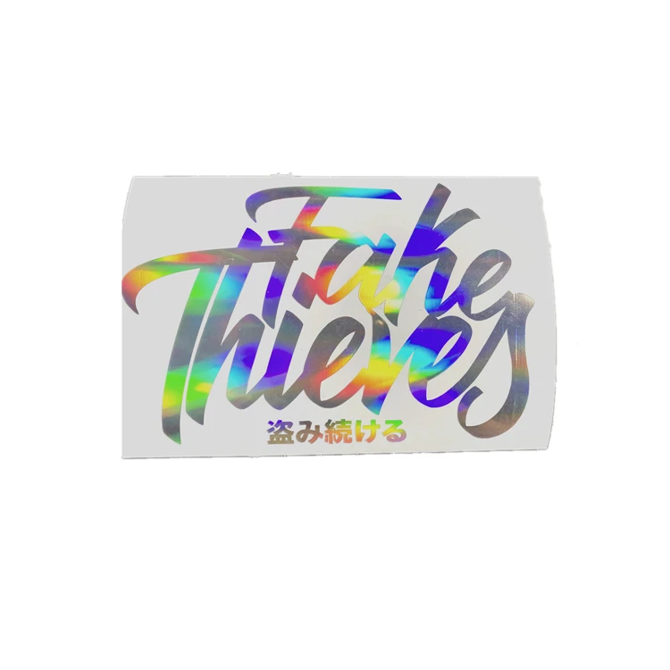Custom Holographic Logo Sticker Transfer Vinyl Motorcycle Decals Waterproof Rainbow Sticker Decal
