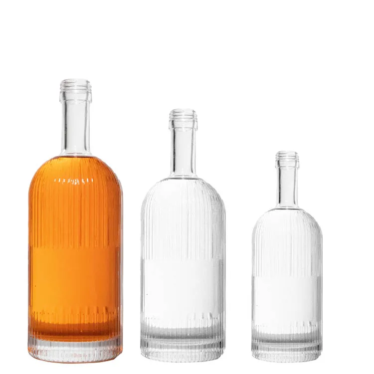 Gin Whiskey Vodka Spirit Liquor Rum Glass Bottle Clear Super Flint Custom 500ml 750ml Liquor Rum Glass Bottle with Cork