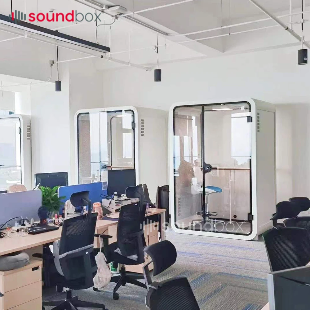 Acoustical Hollow Glass Sound Office Soundproof Cabin Office Meeting Pod Soundproof Telephone Booth Pods