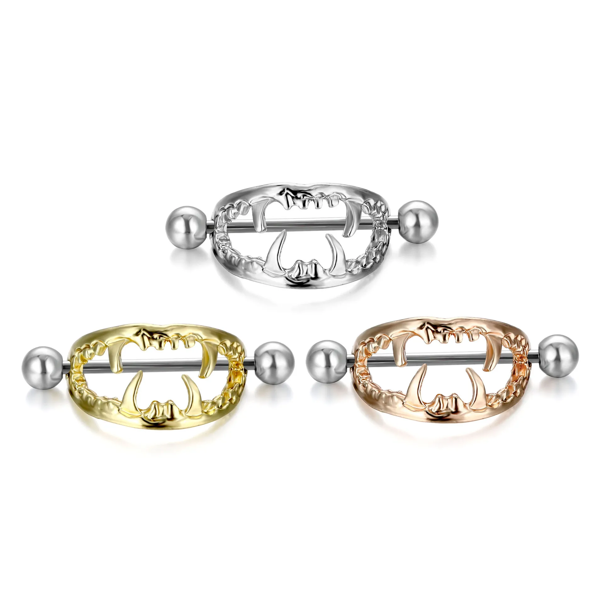 Sexy piercings, Tooth nipple piercing barbell nipple rings Clips jewelry for nightclubs