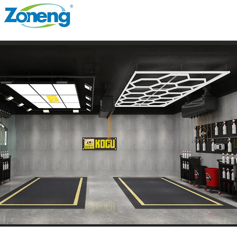 New Led Workshop Lights Hexagonal Ceiling Light Car Detail Car Showroom Auto Detailing Car Showroom Lamp