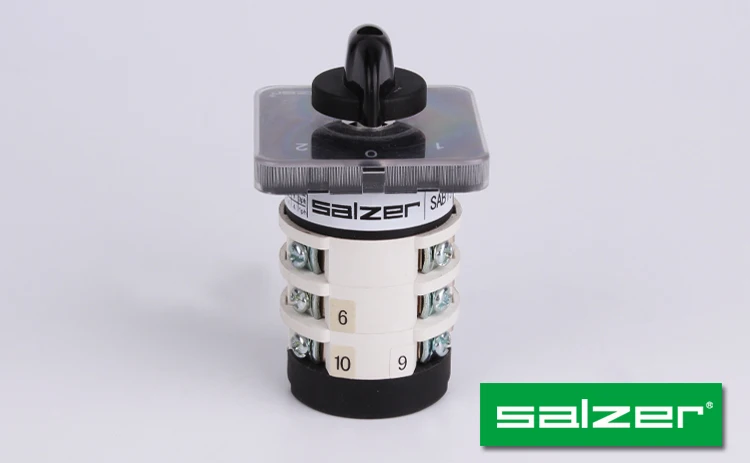 Salzer SAB16 16 Amp 1-0-2 3pole 3position 61027 Rotary Switch Cam Switch manual change over switch metal shaft CE Approved
